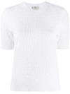 Fendi Ff Jacquard Cotton Blend Sweater In White