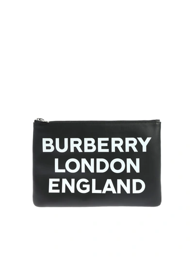 Burberry Rounded Clutch Bag In Black Leather