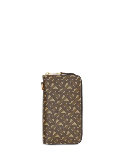 Burberry Wes Monogram E-canvas Leather Wallet In Bridle Brown