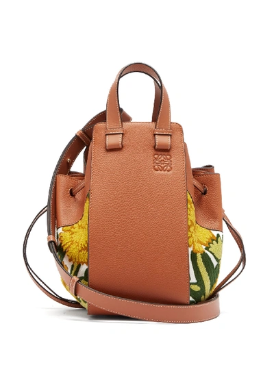 Loewe Hammock Small Floral-embroidered Leather Bag In Yellow
