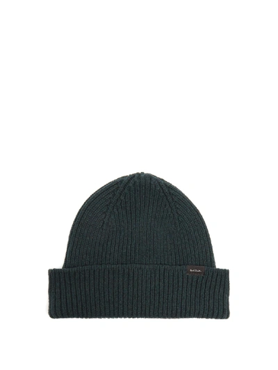 Paul Smith Ribbed Cashmere-blend Beanie Hat In Bottle Green
