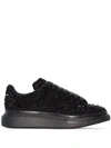 Alexander Mcqueen Raised-sole Crystal-embellished Leather Trainers In Black