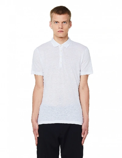 120% Lino Linen Short-sleeved Henley T-shirt In White