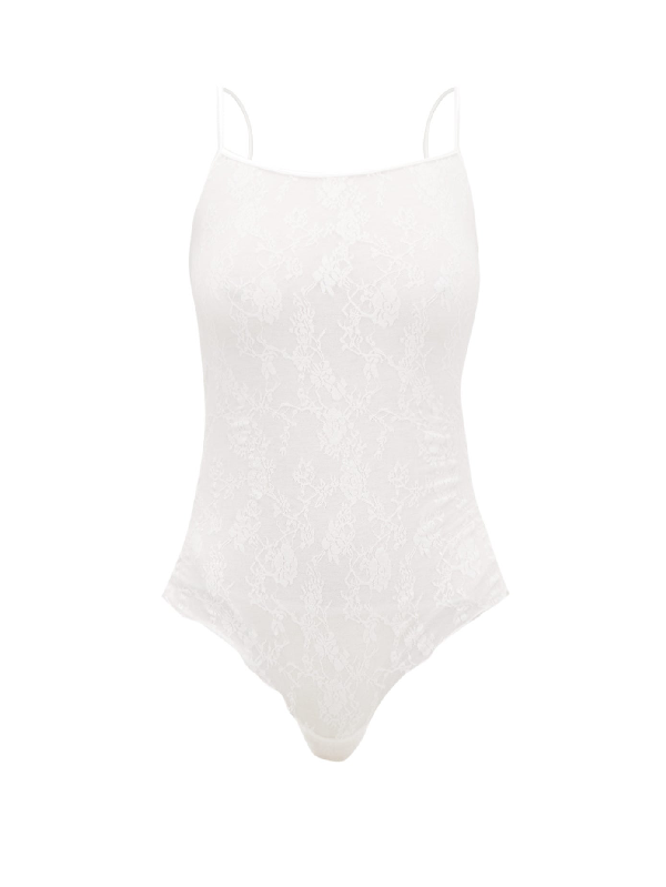 Wolford Katharina Floral-lace String Bodysuit In White | ModeSens