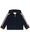 Gucci Babies' Navy Web Striped Cotton Hoody 3-36 Months 0-3 Months