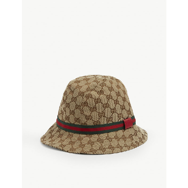 Gucci Kids' Gg Supreme Bucket Hat In Brown ModeSens