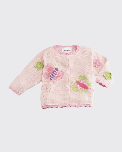 Art Walk Babies' Butterflies Cotton Button-front Sweater, Pink