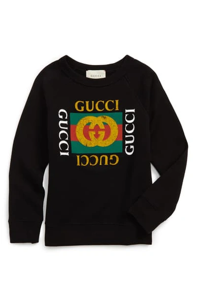 Gucci Kids' Logo Graphic Sweatshirt In Black/ Green/ Red