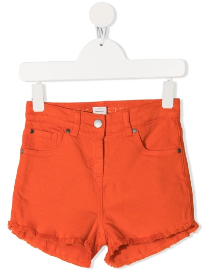 Stella Mccartney Kids' Orange Stretch Cotton Shorts In Red
