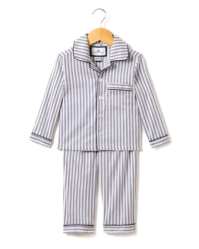 Petite Plume Kids' French Ticking Pajama Set In Navy Stripes