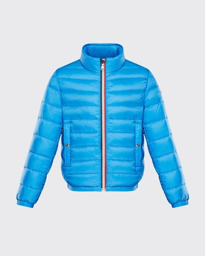 Moncler Kids' Boy's Tarn Quilted Stand-collar Jacket In Blue