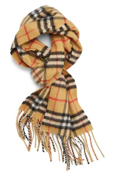 Burberry Kids' Vintage Check Cashmere Scarf In Antique Yellow Chk