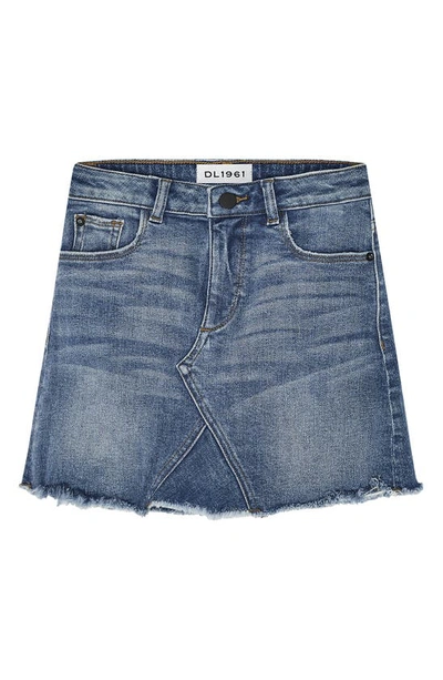 Dl Premium Denim Kids' Girls' Jenny Raw-edge Denim Mini Skirt In Blue Rose