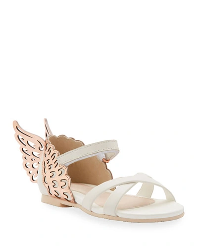 Sophia Webster Evangeline Metallic Butterfly-wing Leather Sandals, Toddler/kids In White