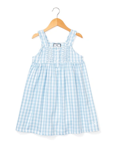 Petite Plume Girls' Charlotte Gingham Nightgown - Baby, Little Kid, Big Kid In Blue Gingham