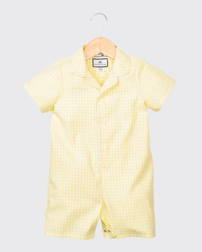 Petite Plume Babies' Gingham Summer Shortall In Yellow