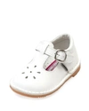 L'amour Shoes Girl's Joy Leather Cutout T-strap Mary Jane, Baby/toddler/kids In White