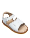 Elephantito Girls' Classic Leather Scalloped Sandal, Toddler/kids In White