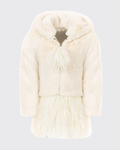 Fabulous Furs Kid's Luxe Faux-fur Coat In Ivory
