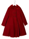 Dolce & Gabbana Kids' Girl's Wool Coat W/ Fur Collar, Size 8-12 In Red