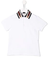 Gucci Kids' Short-sleeve Polo Shirt W/ Web Trim Collar, Size 12-36 Months In White