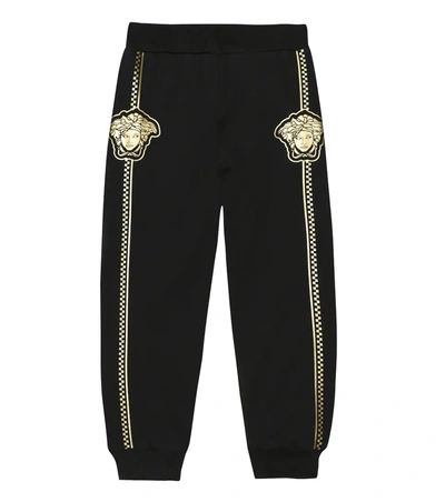 Versace Kids' Little Boy's & Boy's Goldtone Logo Sweatpants In Black
