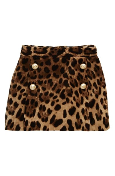 Dolce & Gabbana Kids' Girl's Leopard Print Velvet Skirt, Size 4-6 In Red/ Black