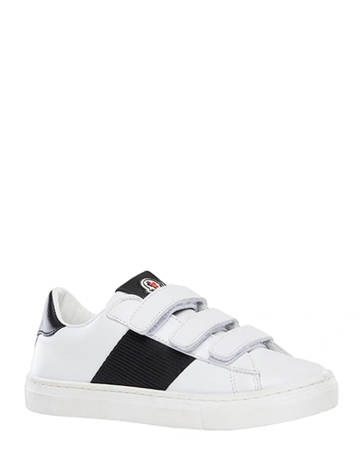 Moncler Mel Leather Grip-strap Sneakers, Toddler/kids In White
