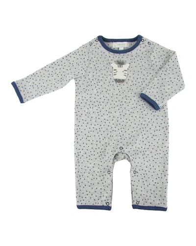 Albetta Babies' Star Print Coverall W/ Crochet Zebra In Navy