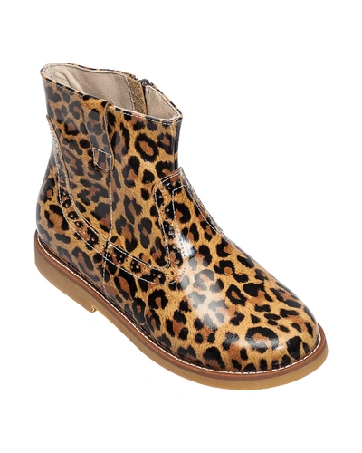 Elephantito Girl's Madison Metallic Leather Ankle Boots, Baby/toddler/kids In Leopard