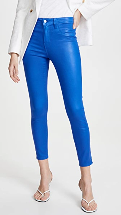 L Agence Margot High-rise Coated Skinny Jeans In Riviera Blue Coated