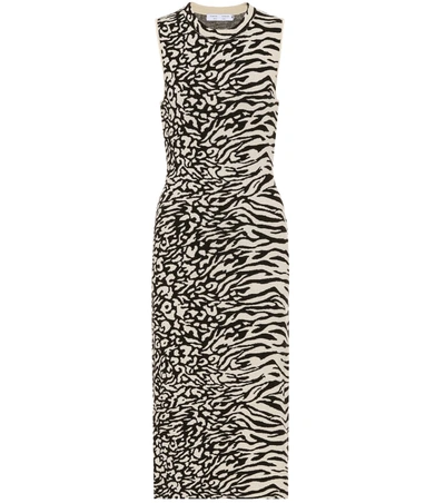 Proenza Schouler Mixed Animal-print Sleeveless Midi Dress In Ecru