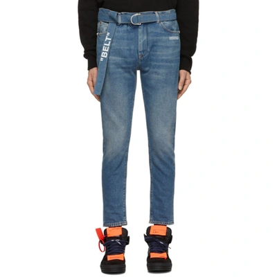 Off-white Straight-leg Jeans In Medium Blue