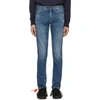 Off-white Stripe Print Straight Leg Jeans In Blue White