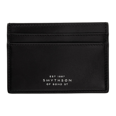 Smythson Flat Card Holder In Ludlow In Black