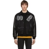 Off-white Logo-patch Leather-sleeved Varsity Jacket In Black