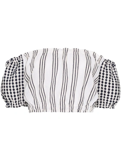 Lemlem Tigist Striped Off-the-shoulder Crop Top In White