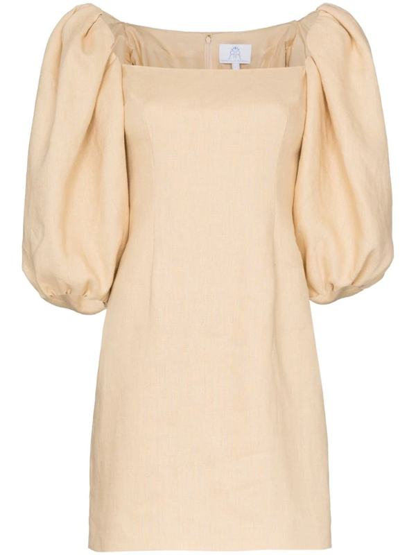puff sleeve linen dress