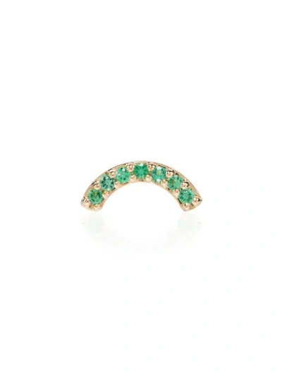 Andrea Fohrman 18kt Yellow Gold Arched Emerald Earring In Green:green/blue