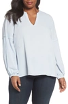 Vince Camuto Plus Bubble Sleeve Blouse In Lake Breeze