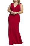 Dress The Population Sandra Trumpet Gown In Garnet