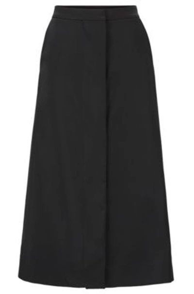 Hugo Boss - Overlapping A Line Skirt In Wool Rich Italian Fabric - Black