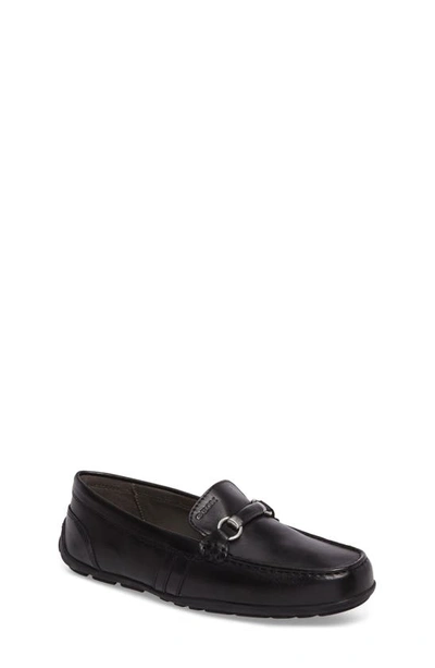 Geox Kids' Leather Moc Toe Loafer In Blk Oxford