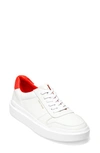 Cole Haan Grandpro Rally Court Sneakers In White/ Flame Scarlett Leather