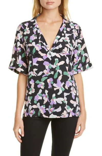 Equipment Parnella Floral Button-front Silk Blouse In Eclipse Multi