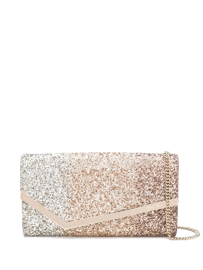 Jimmy Choo Emmie Degradé Glitter-embellished Clutch In Gold