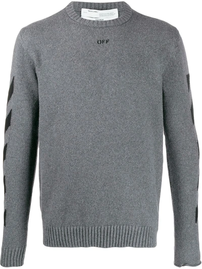 Off-white Diag Knitted Jumper In Grey