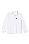Lacoste Kids' Solid Long Sleeve Polo In White