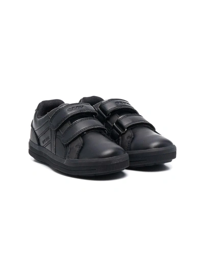 Geox Kids' Arzach Touch-strap Sneakers In Black