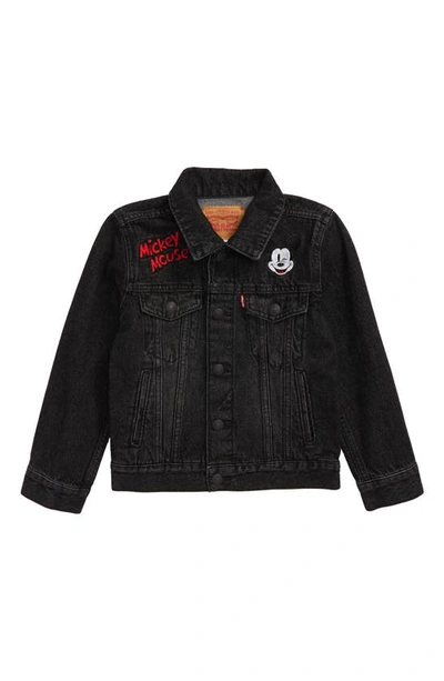 Levi's Kids' X Disney Mickey Mouse Denim Trucker Jacket In Washed Black |  ModeSens